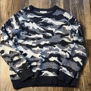 William Rast Men’s Camo Crewneck Sweater - Black & Gray